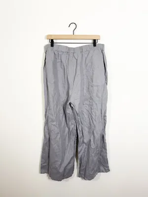 Eileen Fisher 100% Linen Gray Wide Leg Pant XL thumbnail 3