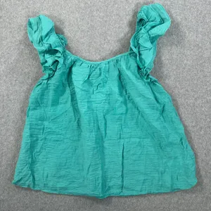 Express Ruffle Strap Tank Top Women's Large Gauzy Sleeveless Turquoise thumbnail 1