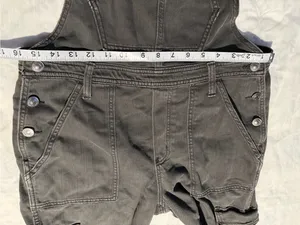 aerie baggy gray Cargo Denim Overalls wide leg size M thumbnail 12