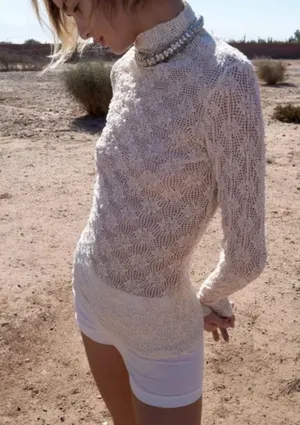 Zara lace top with stand‎ up collar thumbnail 1