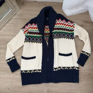 American Eagle Blue and White Holiday Cardigan thumbnail 1