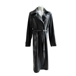 Meshki Tarah Faux Leather Trench Coat Black Large EUC thumbnail 6