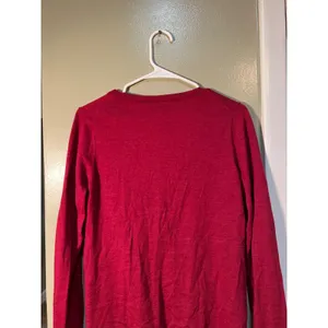 Talbots Women's Size Medium Cardigan Sweater V-Neck Pockets Deep Red Merino Wool thumbnail 7