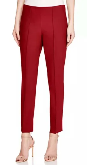 Theory $265 Women's Alettah Approach Cropped Pants‎ Crimson Red Size 6 Ankle Zip thumbnail 1