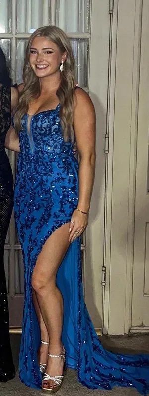 Sherri Hill Blue Prom Dress thumbnail 4