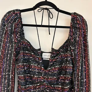 Saylor Multi Didion Sequin Long Sleeve Holiday Mini Dress Size S thumbnail 3