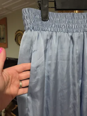 Zara Light Blue Satin Track Pants thumbnail 6