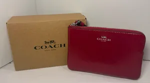Coach Red Patent Leather Zip Wristlet thumbnail 1