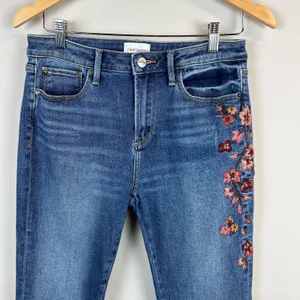 Driftwood Jackie Floral Embroidered High Rise Skinny Jeans‎ Womens 28 Blue Ankle thumbnail 5