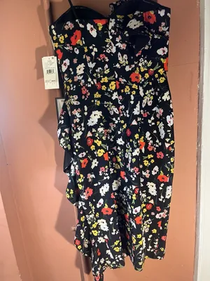 Aidan Mattox Strapless Printed Crepe Midi Dress with Ruffle Detail thumbnail 5