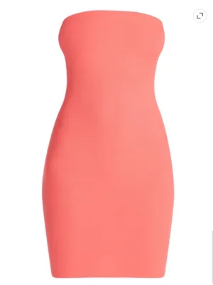 No Boundaries Strapless Coral Fire Bodycon Mini Tube Dress thumbnail 5