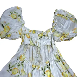 For Love & Lemons Serafina Yellow Lemons Mini Dress Womens S thumbnail 7
