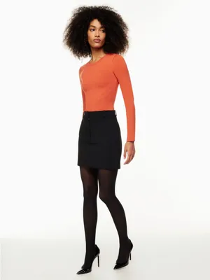 Aritzia Babaton Crew Contour Rust Orange Ribbed knit Long Sleeve Top skims XS thumbnail 2