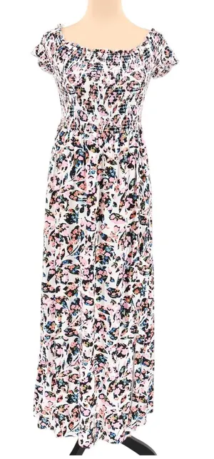 Guess Floral Off Shoulder Maxi Dress Womens Size‎ S Smocked Summer Vacation thumbnail 1
