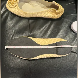 TORY BURCH Beige Cream Snake Print Ballet Flats Slipon Round Toe Gold Shoes 6.5 thumbnail 11