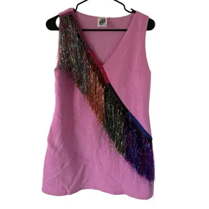 Queen of Sparkles Diagonal Metallic Fringe Dress thumbnail 5