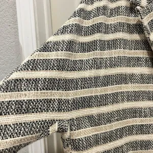 Zara Basic Womens Medium Striped Tweed Blazer Coat Black White Beige Cotton Mix‎ thumbnail 9