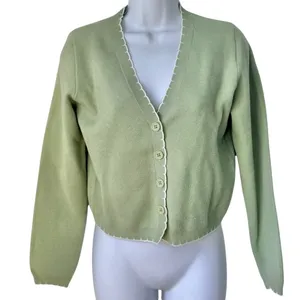 Willow & Wind Sage Green Button Front Cardigan White Stitch Trim Sz S NEW No Tag thumbnail 1
