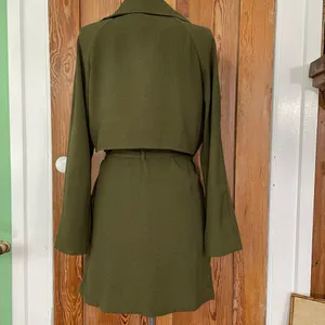 SOPHIE RUE Classic Lightweight Belted Lightweight Olive Green Trench Coat~XL thumbnail 8