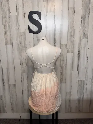 Lulus Crochet Bust Tie Dye Backless Mini Dress Womens Small Peach Ivory Boho thumbnail 3