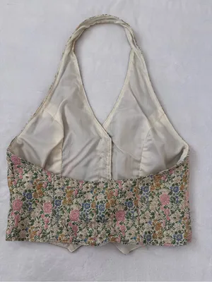 Fairycore Floral Brocade Halter Vest Whimsy Goth Cottagecore Boho Top thumbnail 4