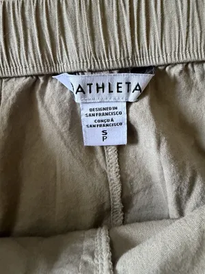 Athleta Women’s S Beige Linen Blend Wide Leg Cargo Pants thumbnail 2