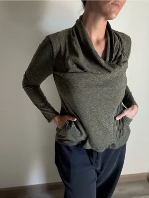 Forever21 Asymmetrical Zip Sweater Olive Green Medium Shacket thumbnail 12