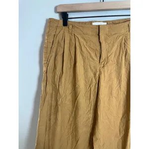 Anthropologie Mustard Yellow Wide Leg Pleated Cinch Back Trousers Size 6 thumbnail 4