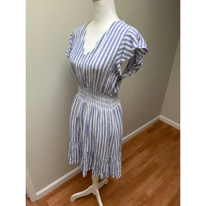 Rails Tara Boracay Stripe Mini Dress Blue White Tired Ruffle Summer Women Small thumbnail 6