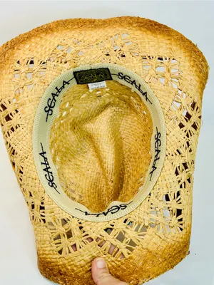 Scala Women’s Cattlemen Western Hat, 100% Rafia with Turquoise Beaded Design, OS thumbnail 9