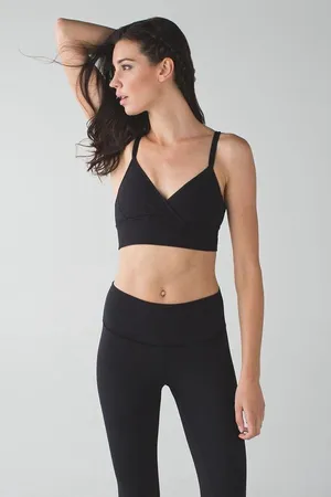 Lululemon Superb Bra Sz 4 Black Practice Cotton Strappy Open Back thumbnail 1