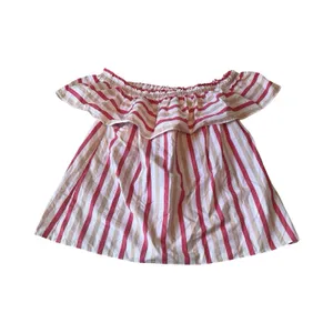 Kate Spade‎ New York Pink Striped Off Shoulder Ruffle Cotton Top H317 Large thumbnail 2