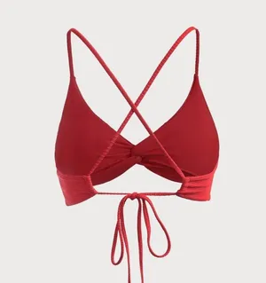 Berlook Red Twist Backless Bikini Top and Red Solid Low Waisted Bikini Bot 43 Size XL thumbnail 8