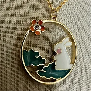 Bunny in the Clouds Gold-Tone Enamel Necklace thumbnail 9