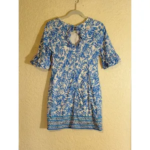 Lilly Pulitzer Shift Dress Blue 00 Womens Ruffle‎ Sleeve Lobster Print Mini thumbnail 8