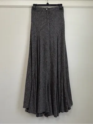 Young Threads Graphite Heathered Knit Bias Cut Godet Maxi Skirt Boho NWT Size S thumbnail 4