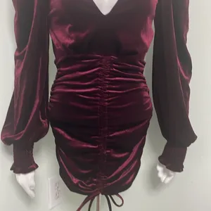 Windsor Mariah Velvet Long Sleeve Ruched Bodycon Mini Dress small NEW thumbnail 7