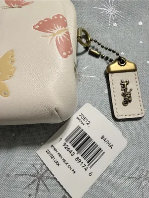 COACH 70512 Kisslock Coin Purse With Butterfly Print In Chalk/brass thumbnail 7