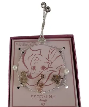 Disney Princess Ariel The Little Mermaid Silver Plated Adjustable Charm Bracelet thumbnail 1