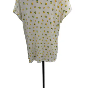 Eberjey Dianna Lemon‎ Print Short Sleeve Pajama Shirt White Yellow Medium thumbnail 10