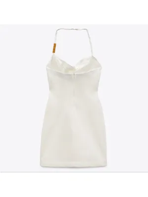 Zara White Cowl Neck Mini Dress thumbnail 2