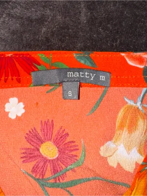 Matty M Women’s Orange Floral Mini Sundress Dress Small thumbnail 4