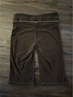 VTG Y2K Old Navy Brown Wide Leg Velour Gaucho Pants Sz 32 thumbnail 4