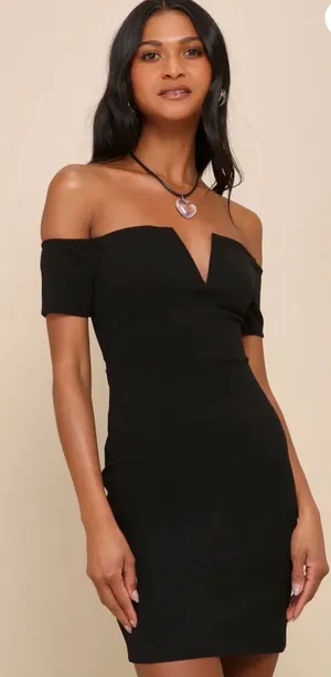 Lulus Cheers to This Black Off Shoulder Bodycon Mini Dress - size XS - MSRP $59! thumbnail 1