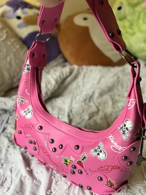 Ed Hardy Pink Floral & Skull Shoulder Bag thumbnail 2