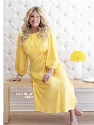 FARM RIO Cutout Piped Ring Midi Dress in Yellow Size Small thumbnail 2
