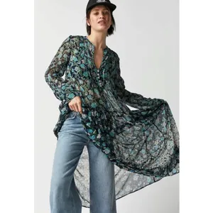 Free people Bohemian See it through Maxi Dress Twilight Floral Large Retro 70s thumbnail 14