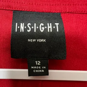INSIGHT New York Red Linen Blend‎ Button Front Belted Blazer Jacket Size 12 thumbnail 3