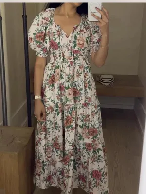 Anthropologie The Somerset Floral Maxi Dress Puff Sleeve Small $168 thumbnail 7