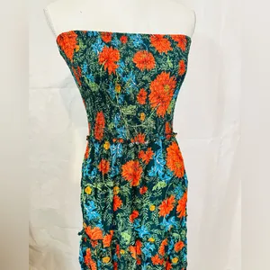 Floral Tiered Maxi Dress in Teal and Orange thumbnail 2